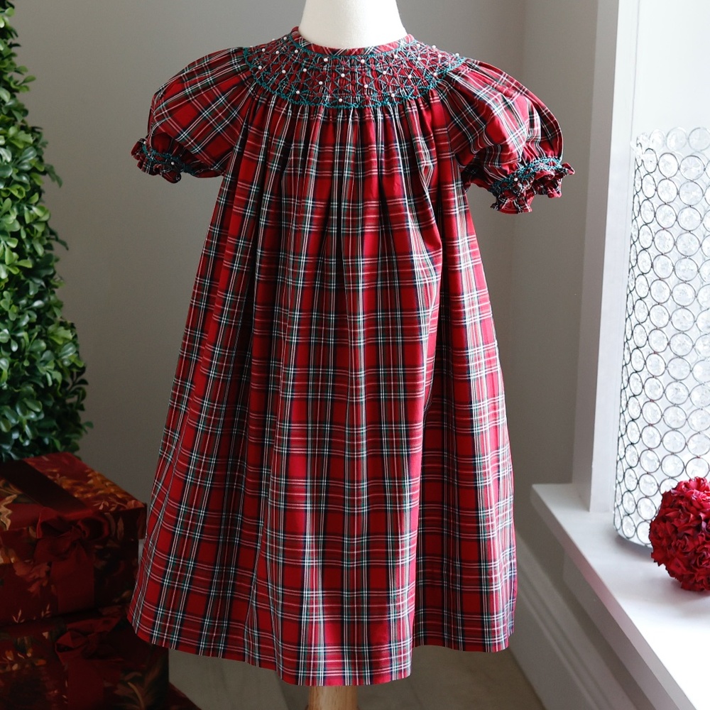Strasburg Dress Tartan Plaid Bishop Smocked Toddler Seasonal Special Occasion